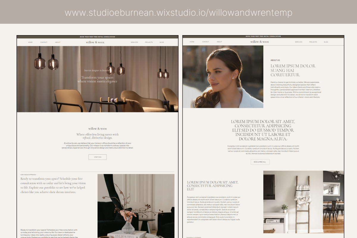 Interior Designer Website WIX Template | Interior Design Page WIX Aesthetic Website Template | Interior Architect Business Website, Minimal wix template, Wix Website Template for Social Media Manager Agency Small Businesses, Modern Minimalist Design, Creative Wix Templates, Wix Web Design