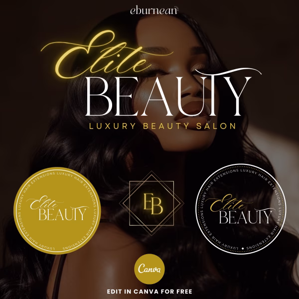 Gold Luxury Beauty Logo, Editable Canva Template, Premade Small Business Logo Design, DIY Beauty Salon Branding Hairstylist Lash Makeup MUA , Logo Design, Logo Template, DIY Beauty Logo, Hair Logo, Lash Logo, MUA Makeup Logo, Nails Logo, Logo Design Custom For Business